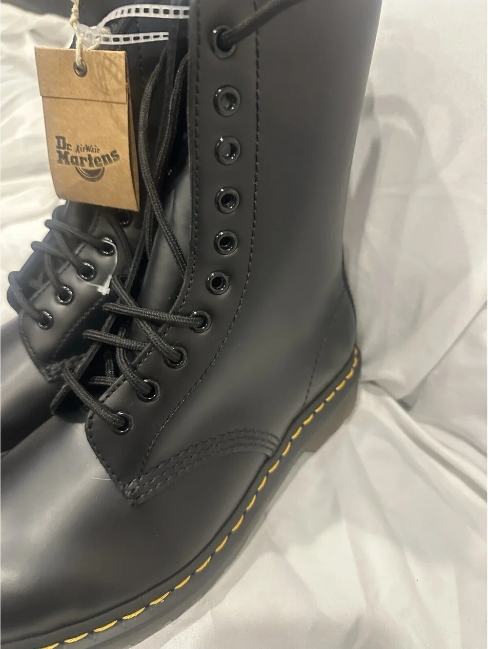 Dr. Martens mid-calf 10 eye Black Leather Lace-Up Combat Boots US 7M/8W